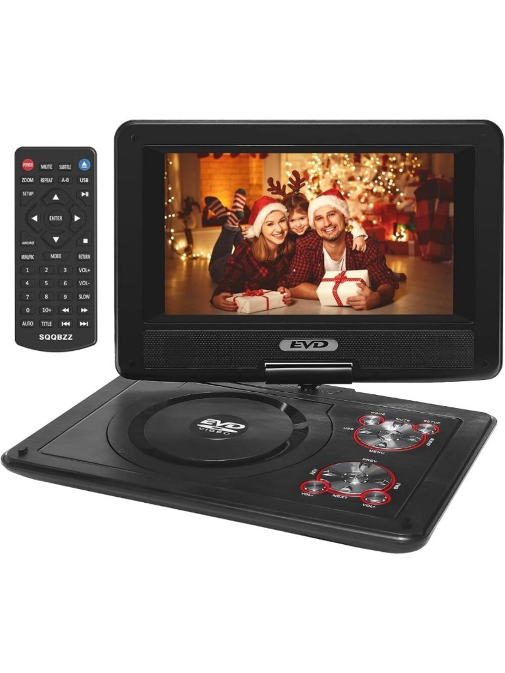 11.5” Portable DVD Player - 9.5” Swivel Screen, Rechargeable Battery, Car & USB